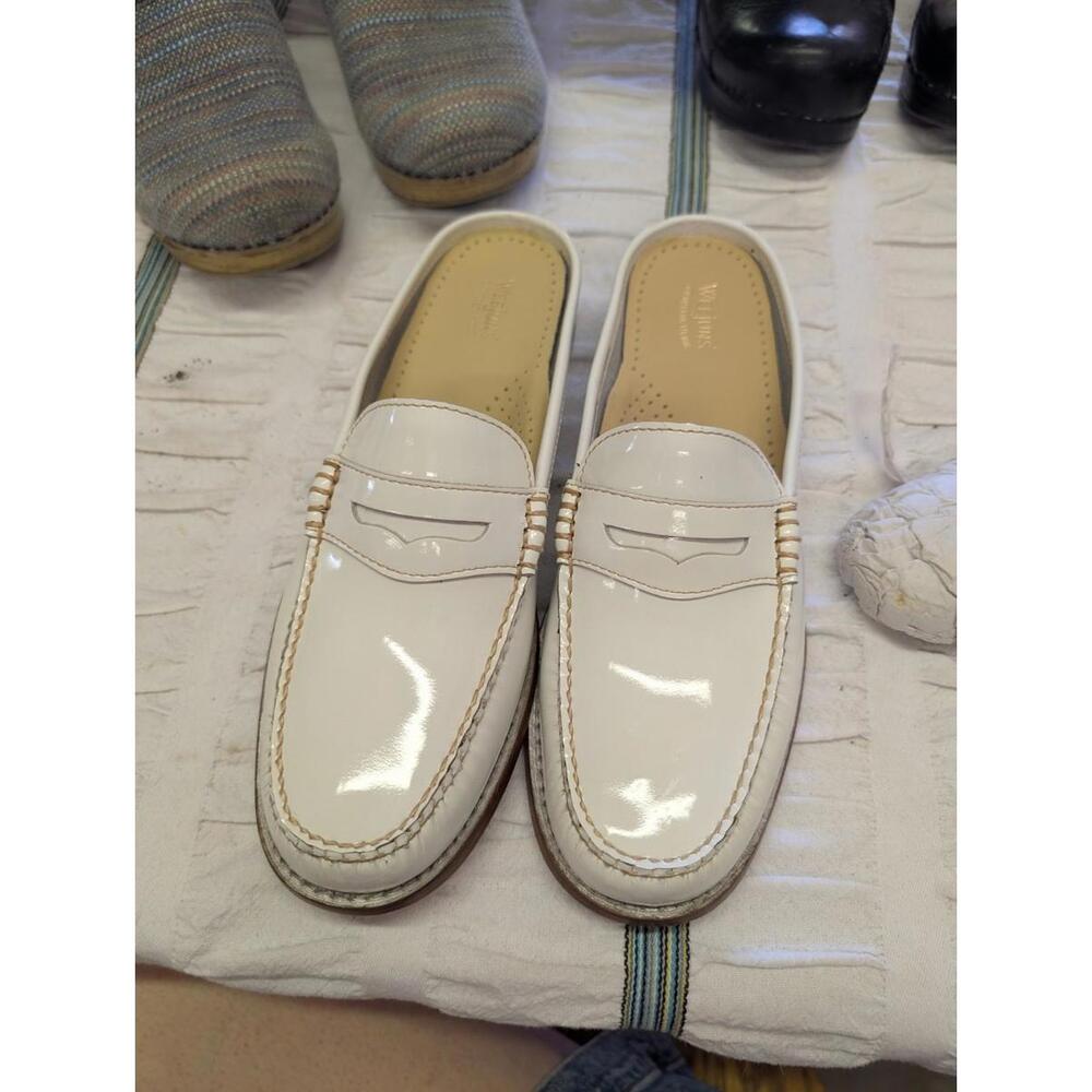 Weejuns Bass White Patten Leather Loafer Mule Clog Women's 9 M New